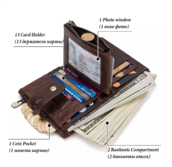 Jeep Chocolate Leather Wallet For Men | Genuine Leather Men’s Wallet | Stylish Chain Pocket Card Holder Wallet